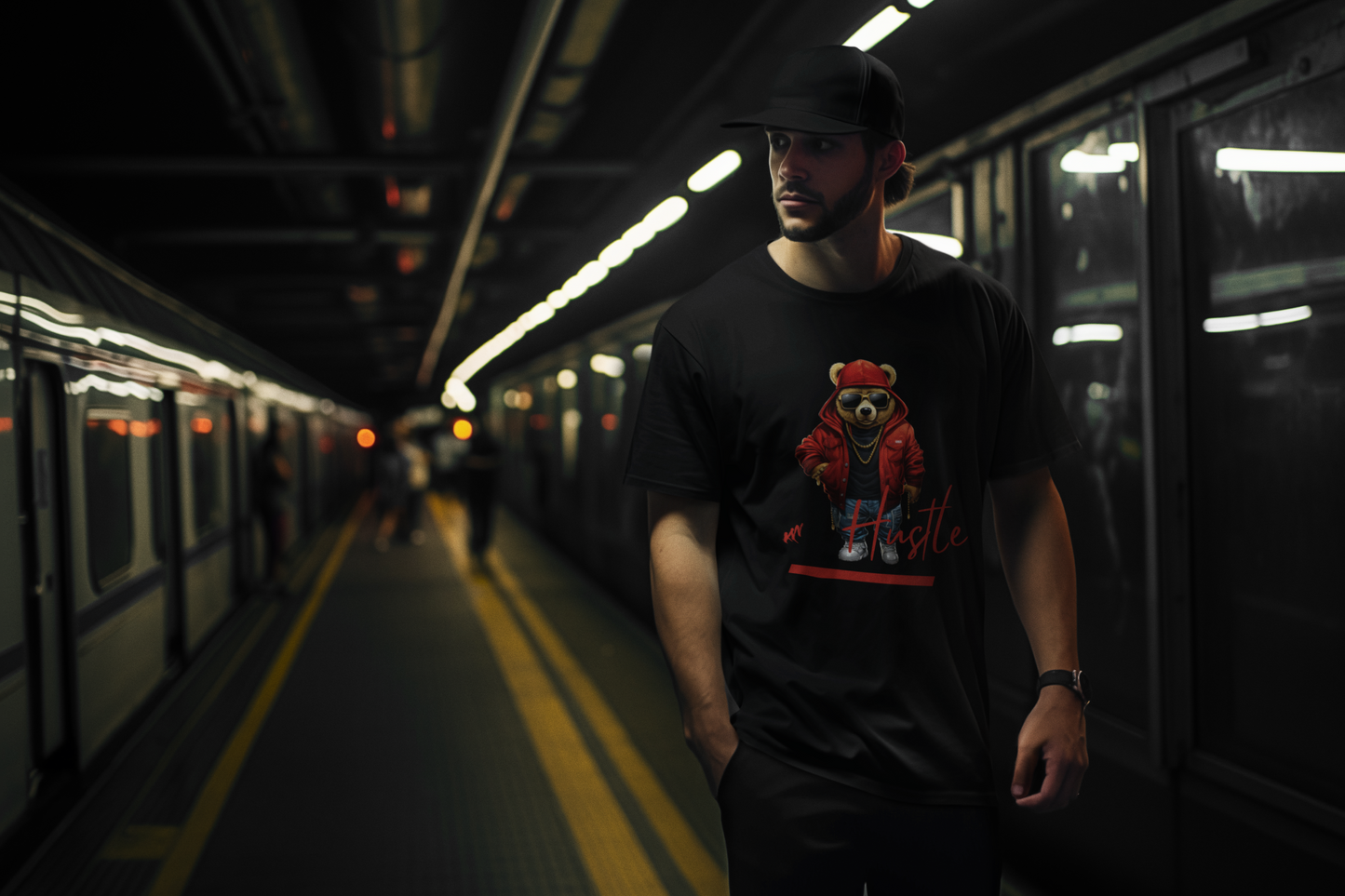 MENS HUSTLE BEAR TEE