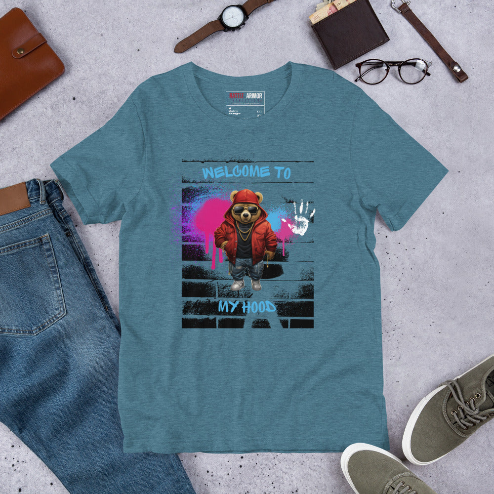 MENS WELCOME TO MY HOOD BEAR TEE