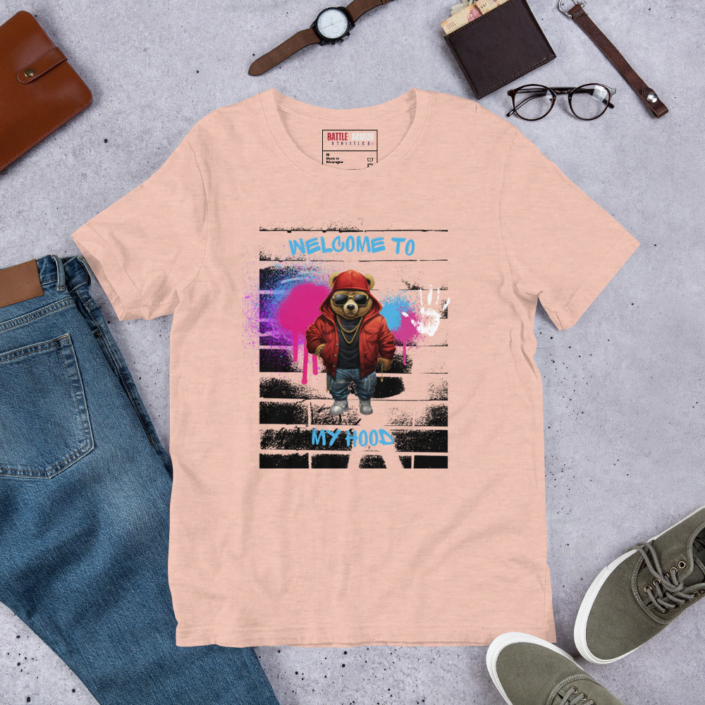 MENS WELCOME TO MY HOOD BEAR TEE
